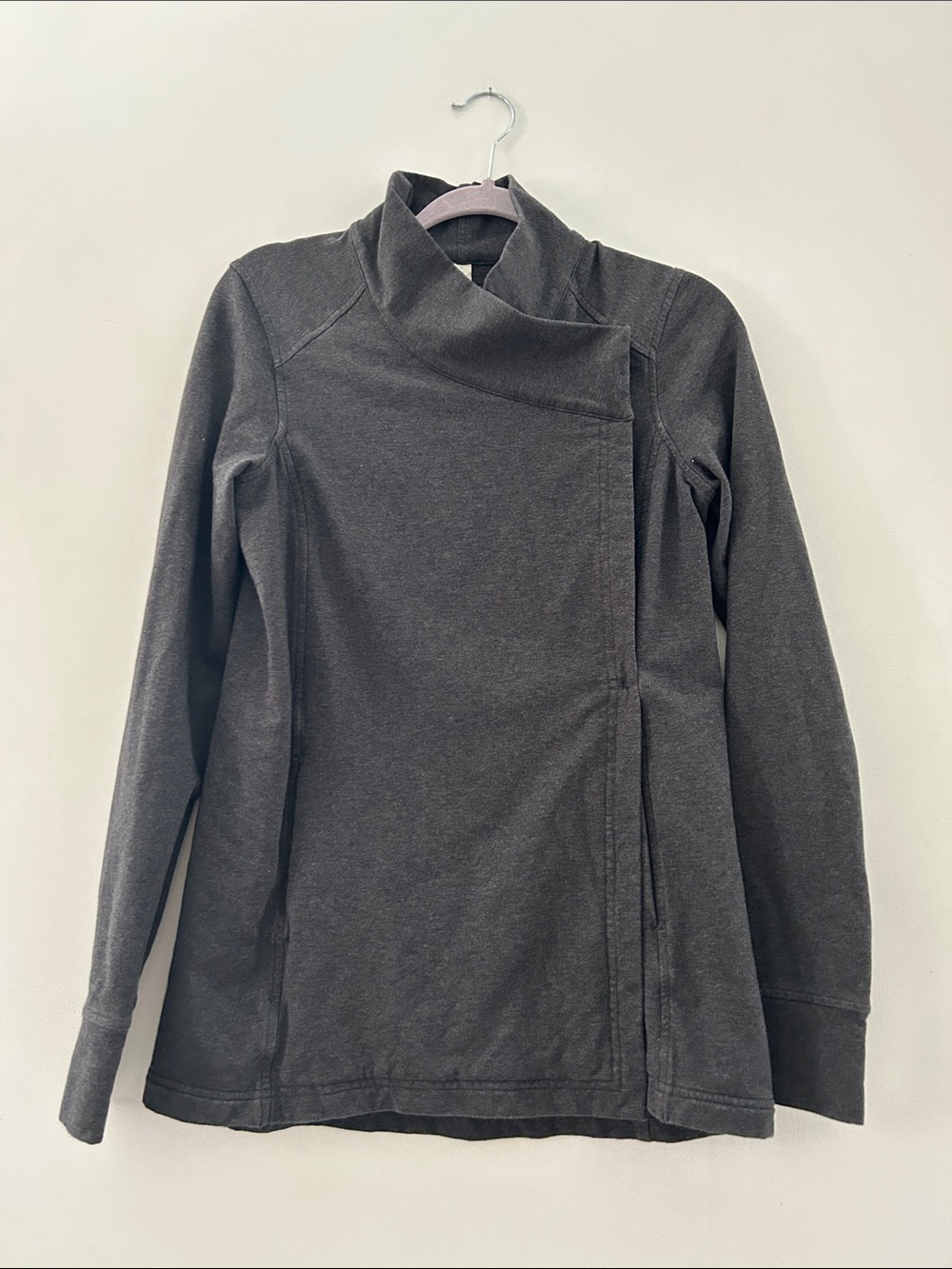 lululemon athletica Coast Wrap II Women's 6 Charcoal Gray Cowl Neck Yoga Jacket - Picture 14 of 14